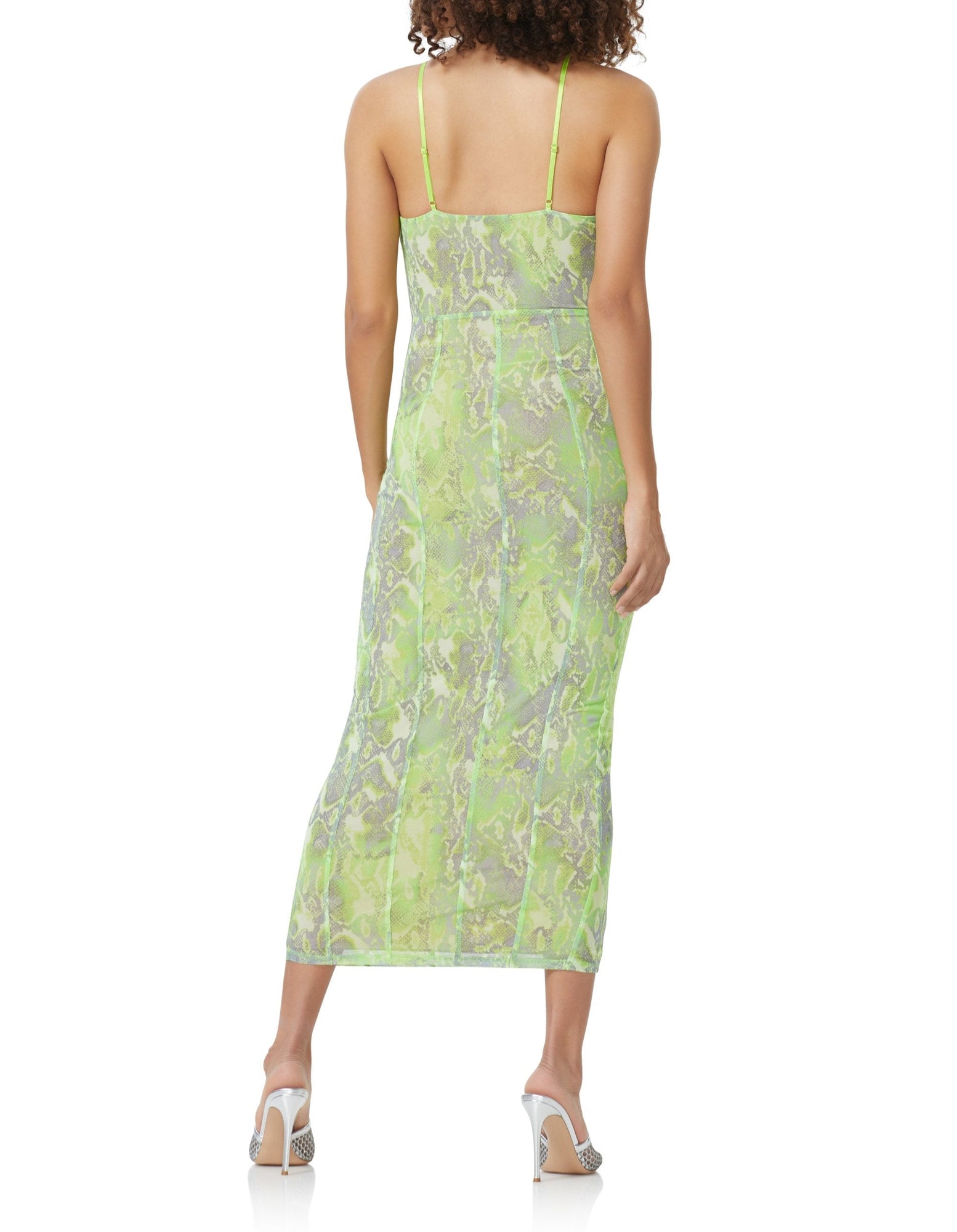 Shane Midi Dress | Lime Abstract Snake