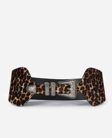 Wide Print Leather Belt | Women | Leopard