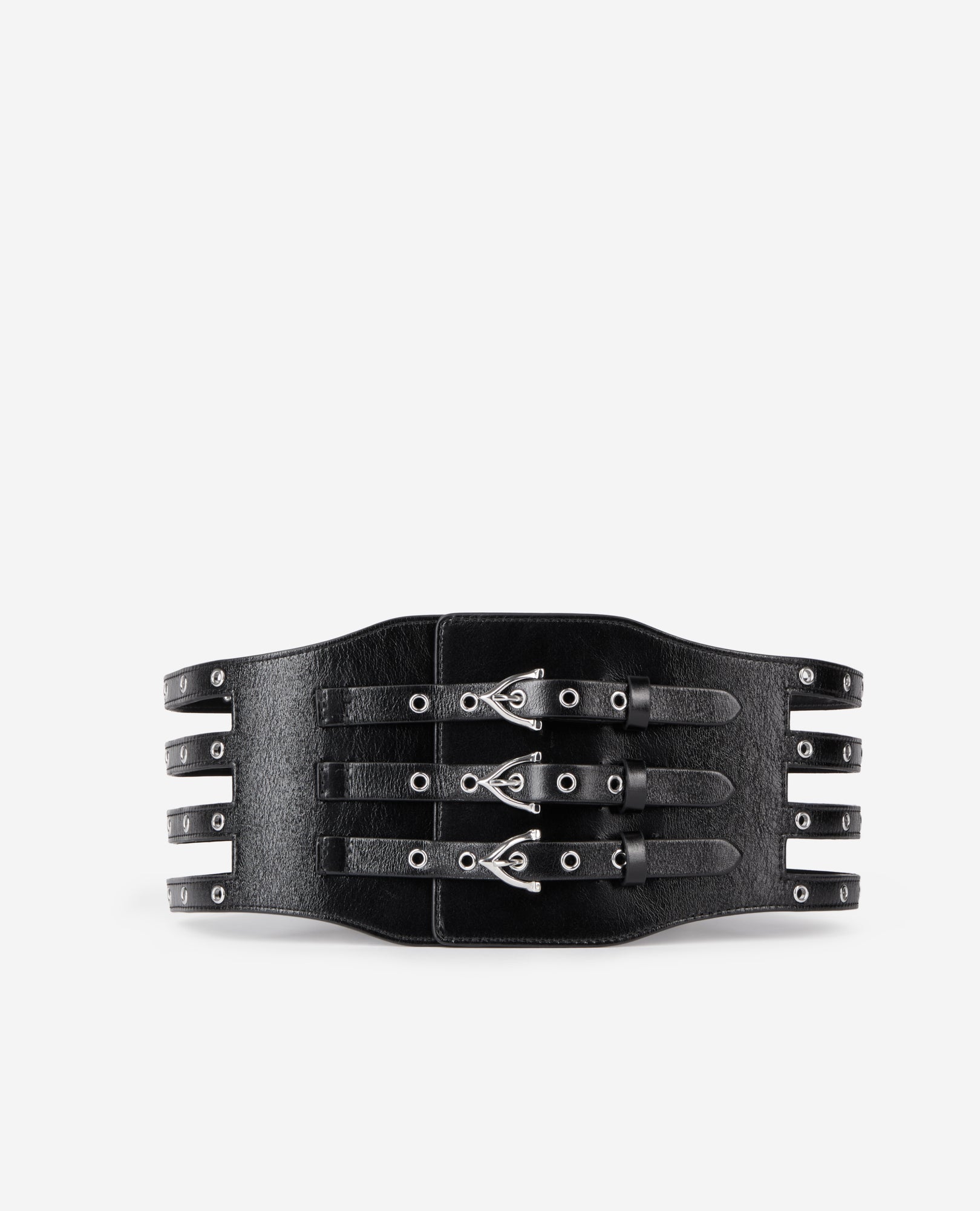 Leather Corset Belt With Eyelets | Women | Black