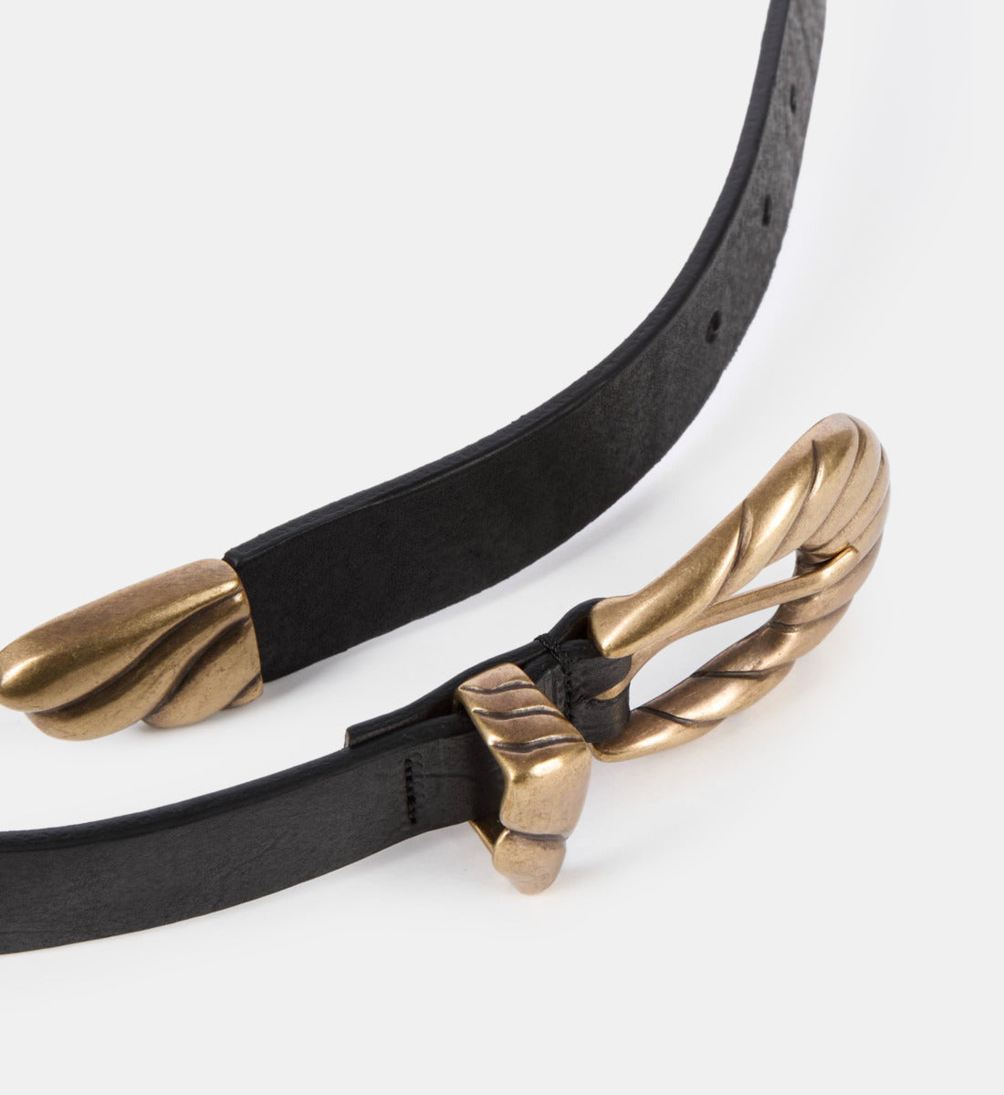 Thin Leather Double Buckle Belt | Women | Black