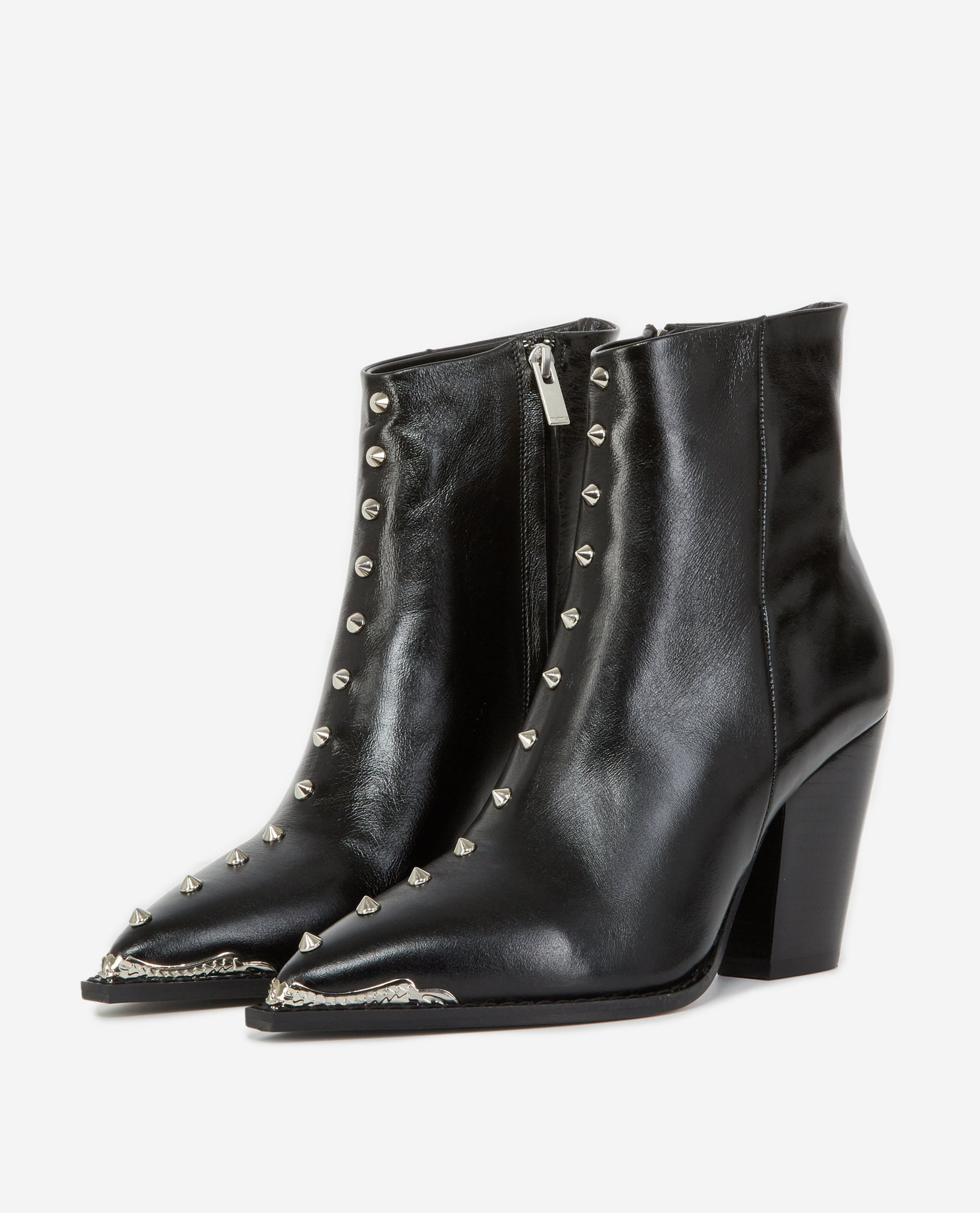 Leather Ankle Boots With Studs | Women | Black