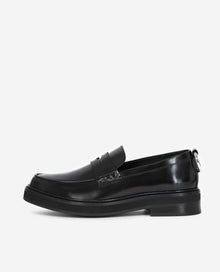 Chunky Glossy Leather Moccasins | Women | Black