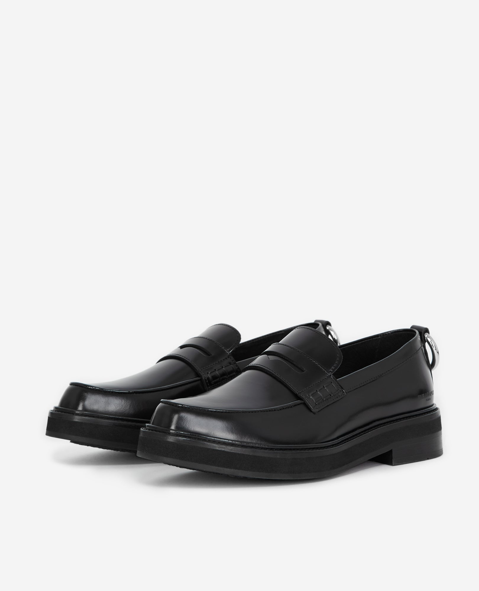 Chunky Glossy Leather Moccasins | Women | Black