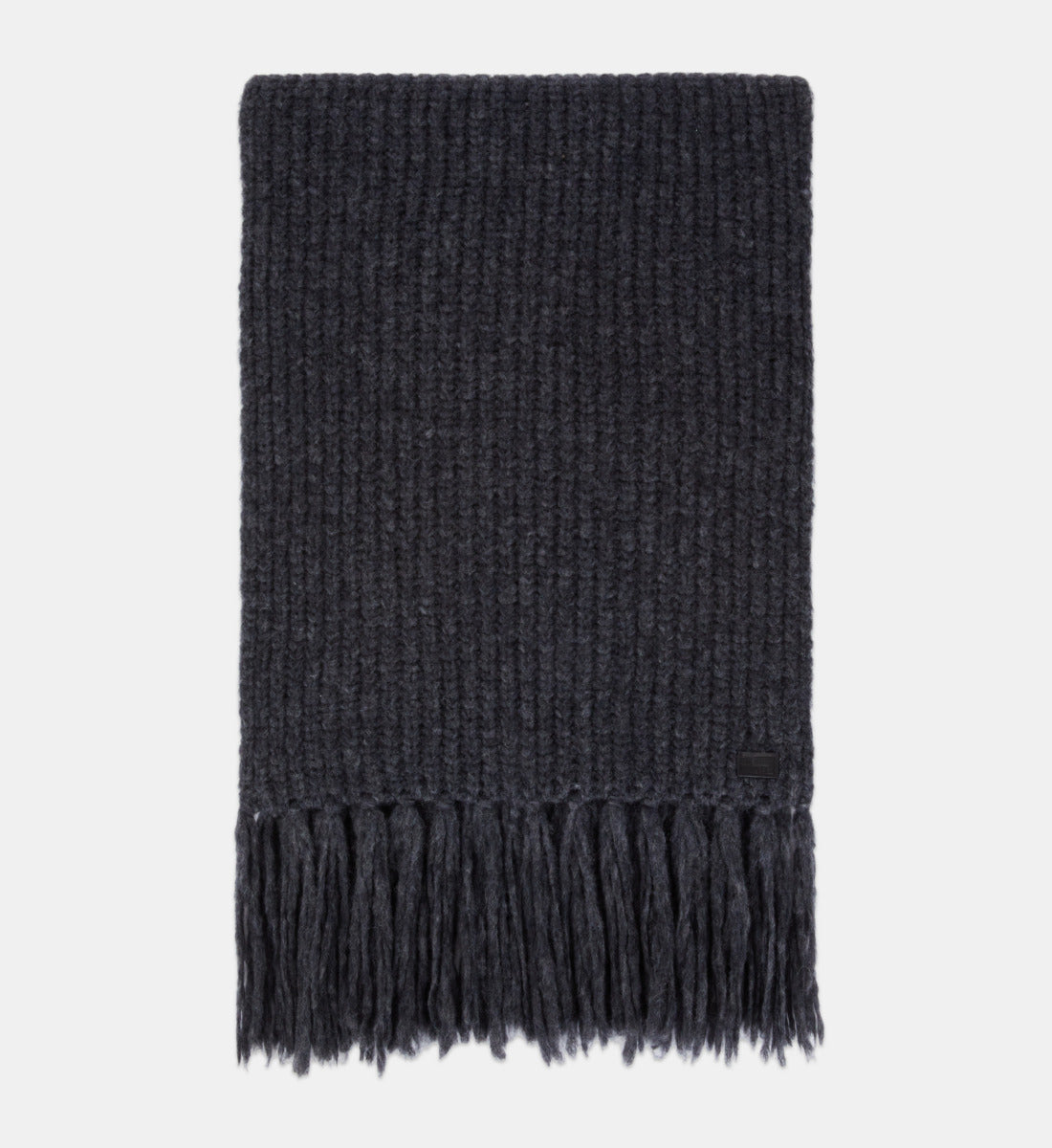 Grey Ribbed Wool-Blend Scarf | Women | Anthracite Melange