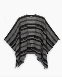 Poncho With Stripes | Women | Black Grey