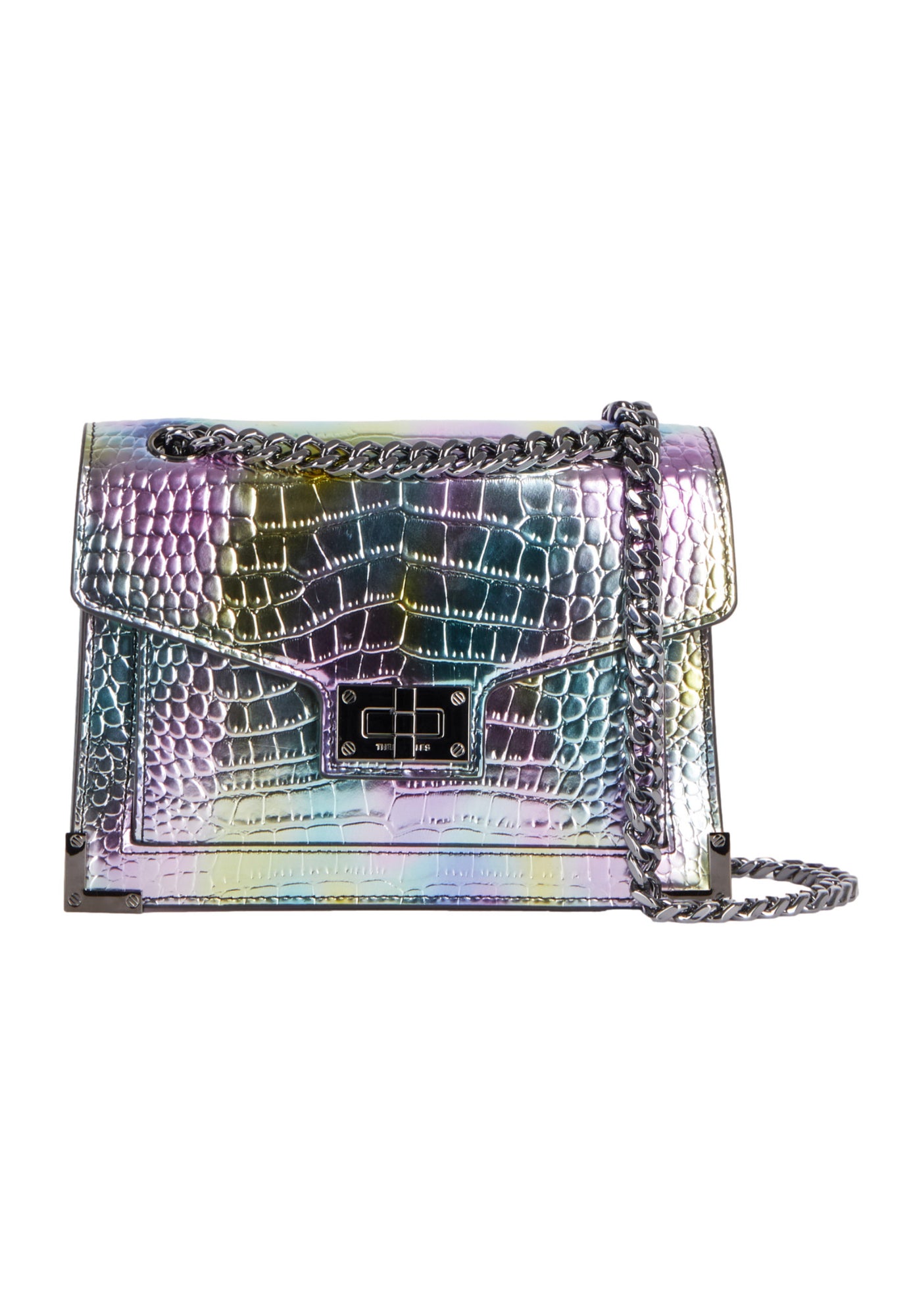 Emily Chain Bag In Iridescent Leather | Women | Multicolorlor x Black