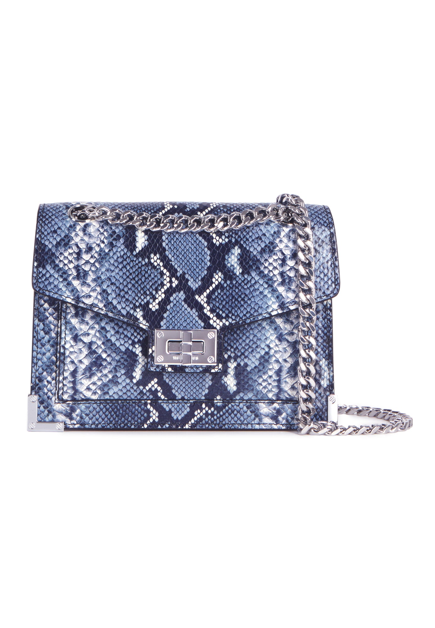 Emily Chain Bag In Blue Python-Effect Leather | Women | Navy