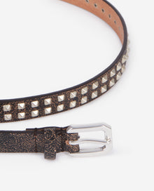 Thin Leather Belt With Spikes | Women | Brown