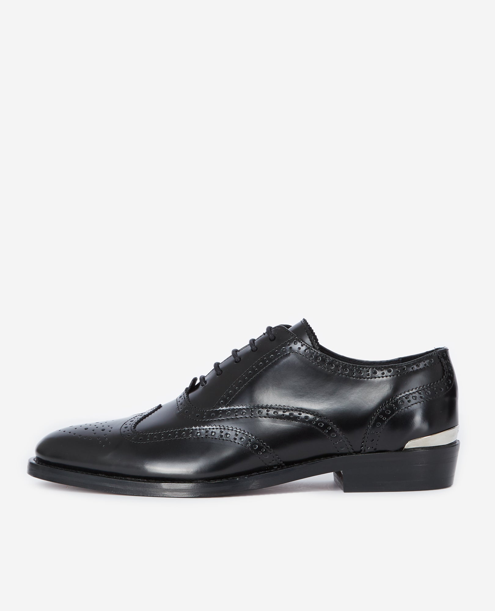 Leather Oxfords With Silver Detail | Women | Black