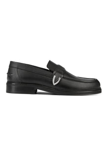 Leather Loafers With Metallic Inserts | Women | Black