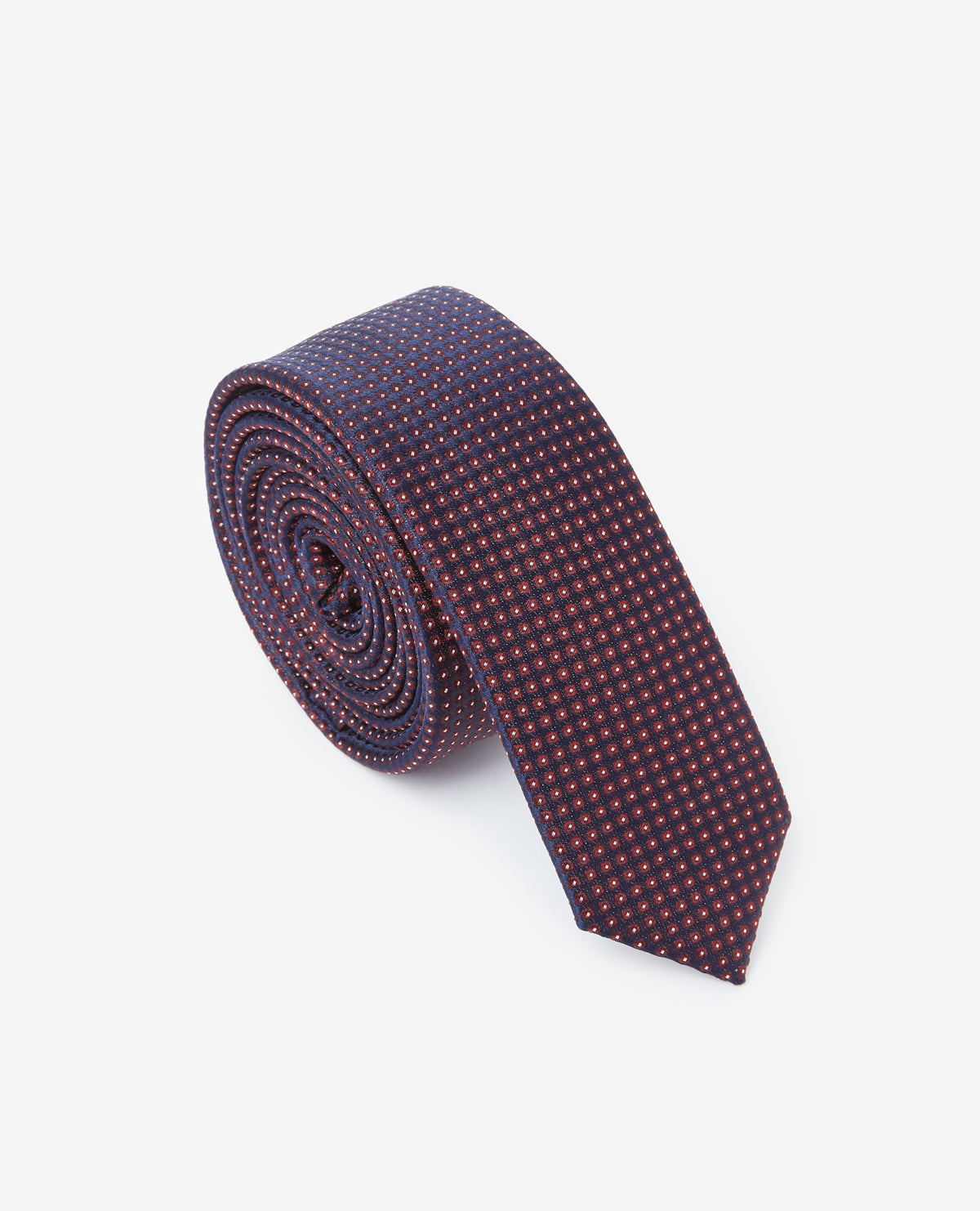 Midnight Blue Silk Tie With Motif | Women | Navy x Burgundy