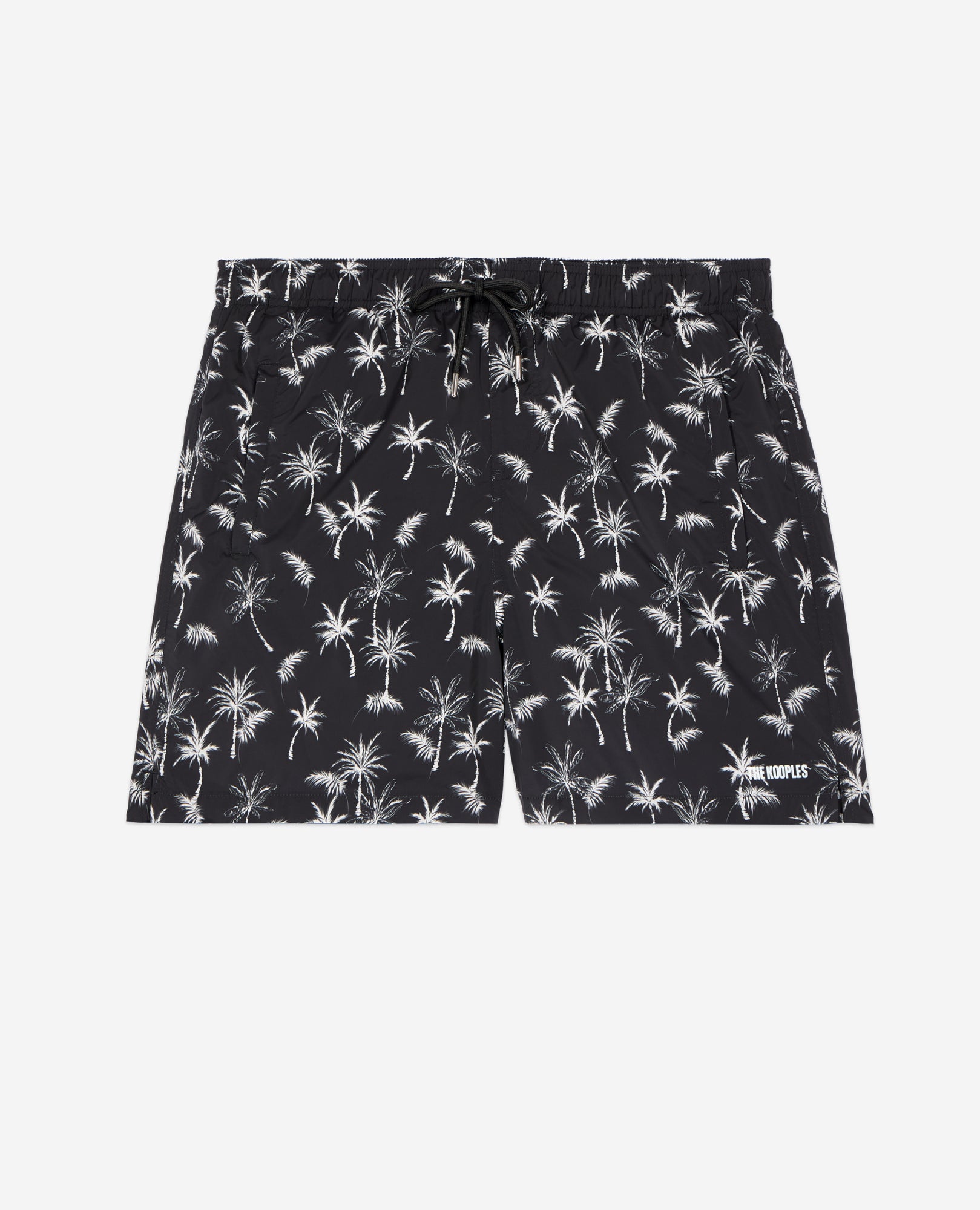 White Palm Tree Print Swim Shorts | Women | Black