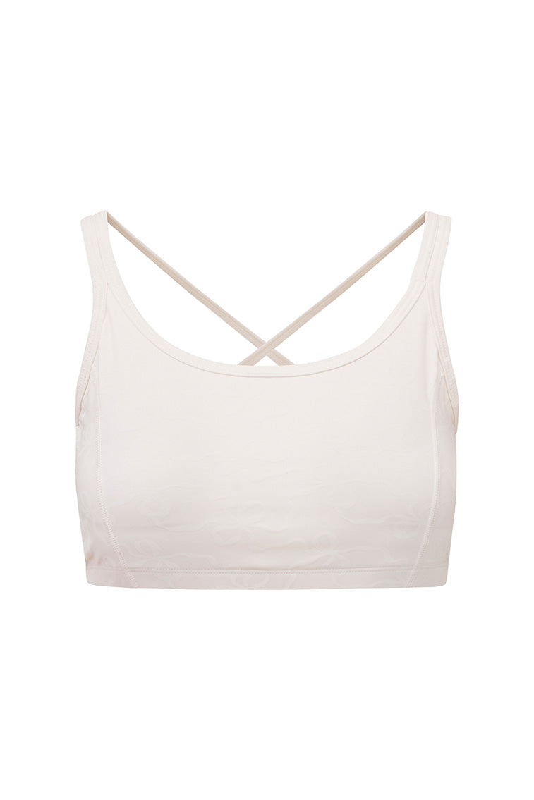 Aiden Bow Print Sports Bra | Cloud Dancer