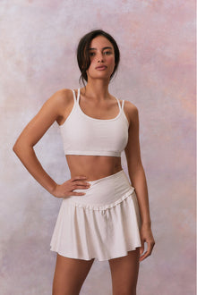 Aiden Bow Print Sports Bra | Cloud Dancer
