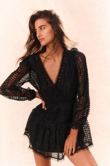 Alonsa Lace-Detailed Mini Dress | Black