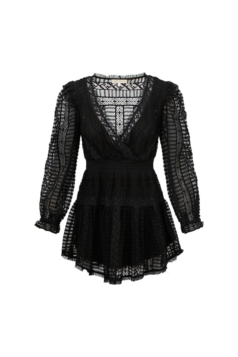 Alonsa Lace-Detailed Mini Dress | Black