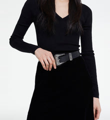 Wide Leather Belt | Women | Black