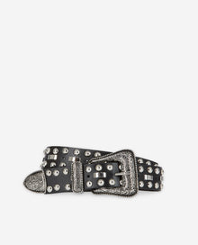 Leather Belt With Studs | Women | Black