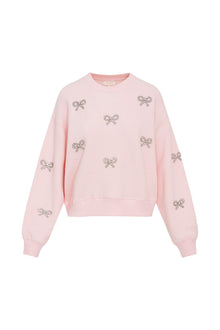 Amiyla Crystal Bow Fleece Pullover | Icicle Pink