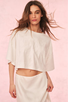 Angelle Cotton Bow Tee | Sugar White