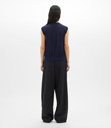 Another Tomorrow Featherweight Shell in Indigo – Wool Women's Top