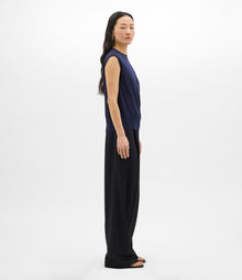 Another Tomorrow Featherweight Shell in Indigo – Wool Women's Top
