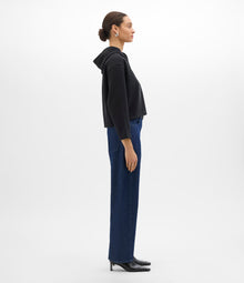 Another Tomorrow Cropped Hoodie in Black – Cotton Women's Top