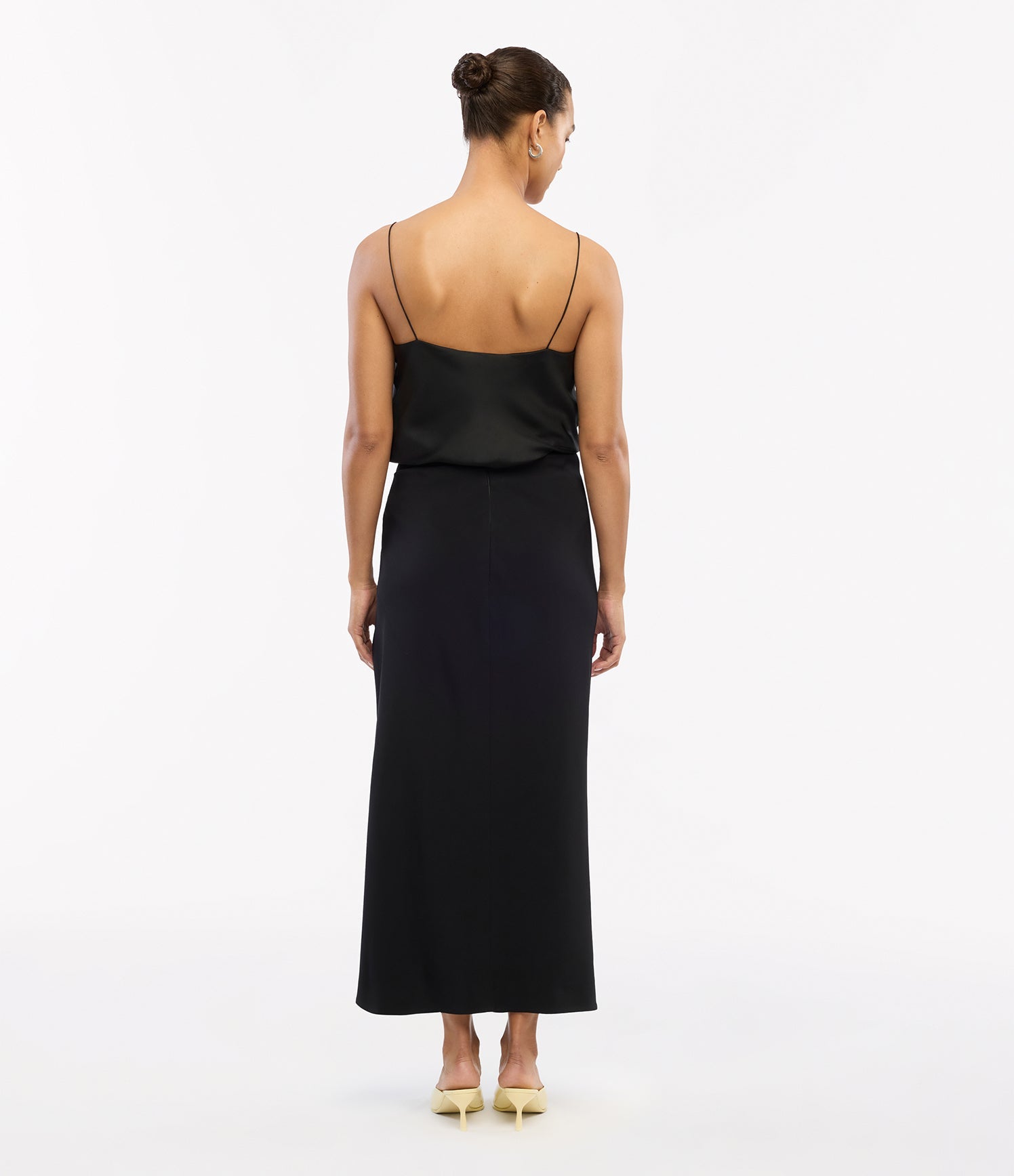 Another Tomorrow Asymmetrical Twist Skirt in Black – Crêpe Women's Skirt