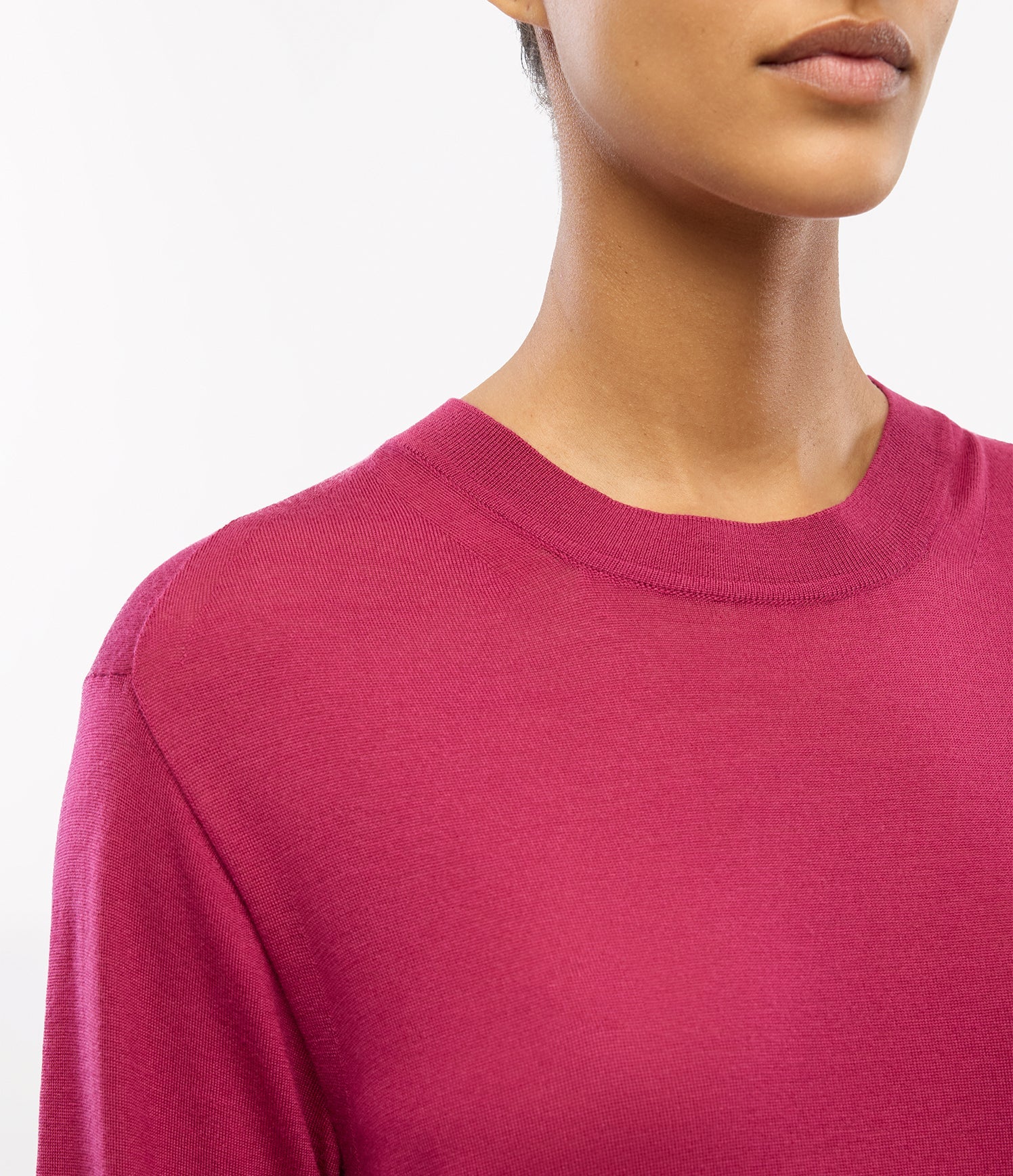 Another Tomorrow Featherweight Crew in Magenta – Wool