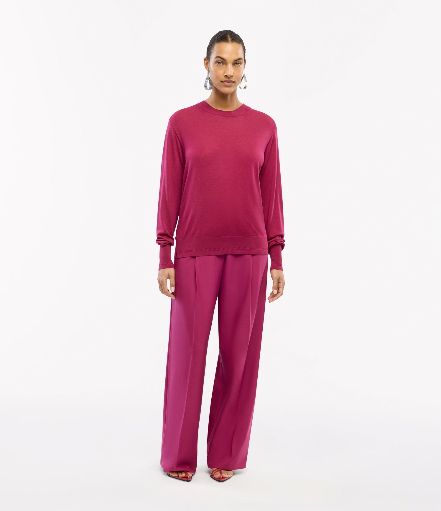 Another Tomorrow Featherweight Crew in Magenta – Wool