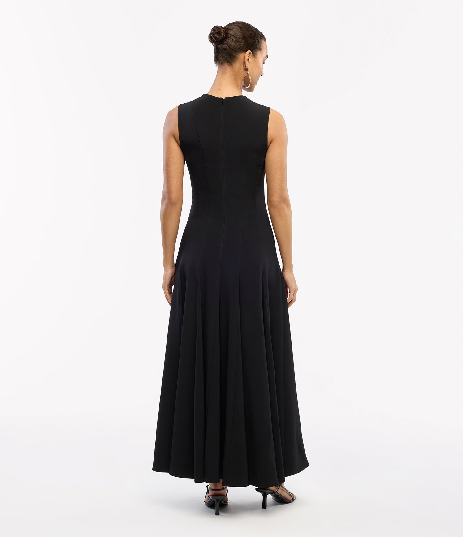 Another Tomorrow Panelled Flare Dress in Black – Crêpe Women's Dress