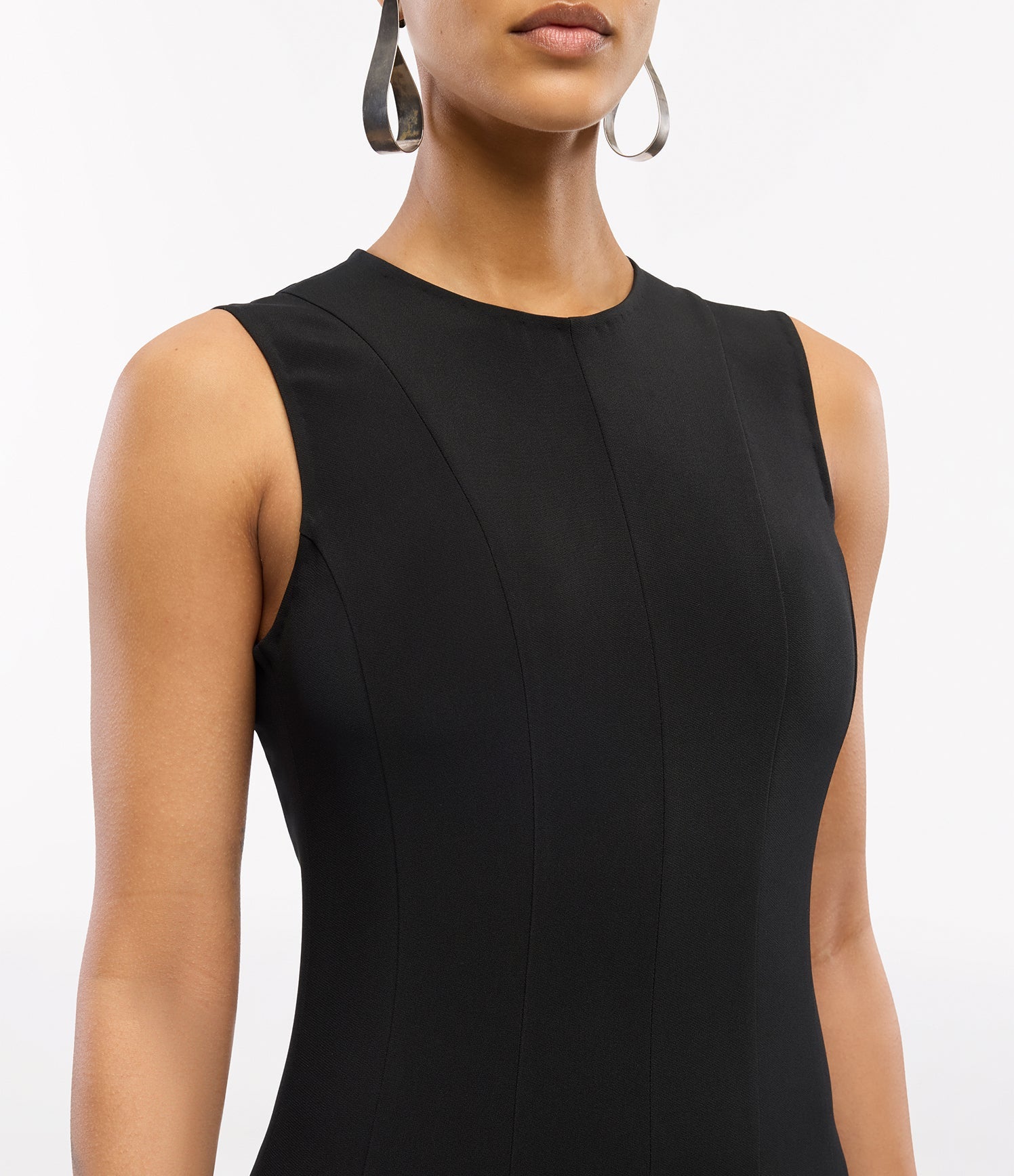 Another Tomorrow Panelled Flare Dress in Black – Crêpe Women's Dress