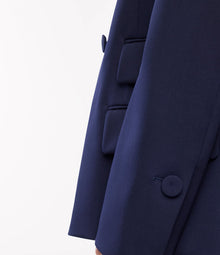 Another Tomorrow Oversized Double Breasted Jacket in Indigo – Wool Women's Jacket