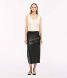 Another Tomorrow Seamed Pencil Skirt in Black – Bio Leather Women's Skirt
