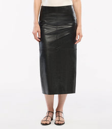 Another Tomorrow Seamed Pencil Skirt in Black – Bio Leather Women's Skirt