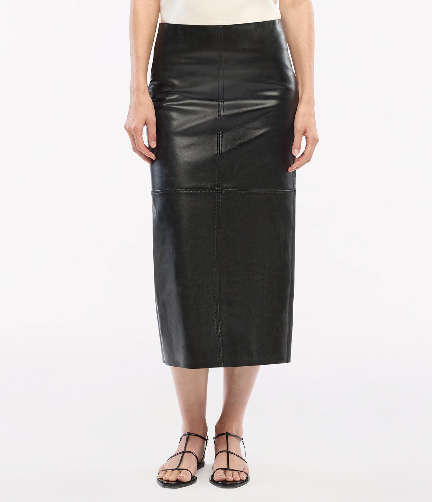 Another Tomorrow Seamed Pencil Skirt in Black – Bio Leather Women's Skirt
