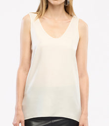 Another Tomorrow Silk Tank in White – Silk Women's Top