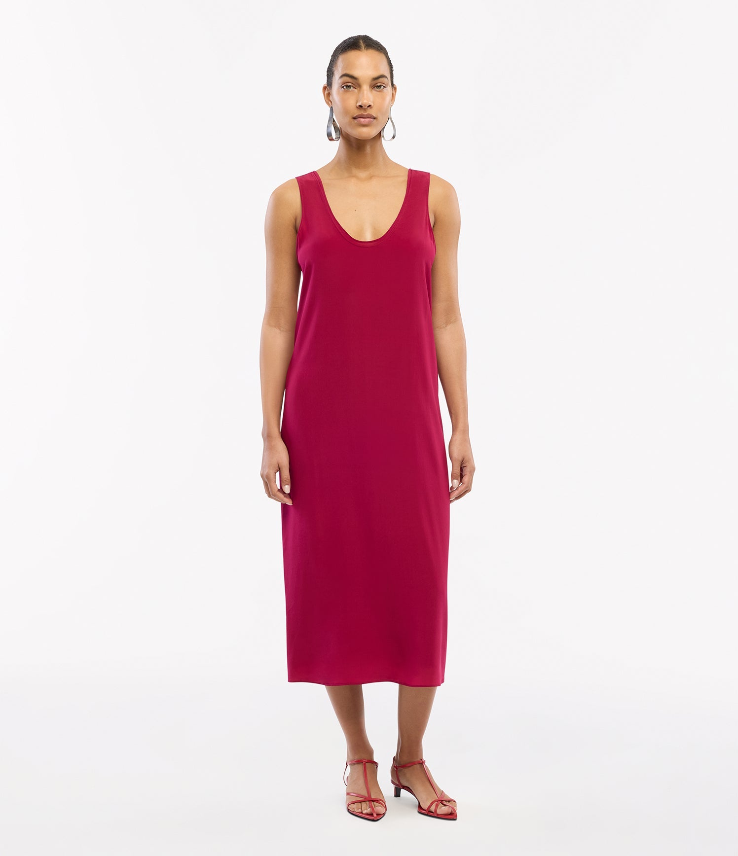 Another Tomorrow Silk Tank Dress in Magenta – Silk Women's Dress