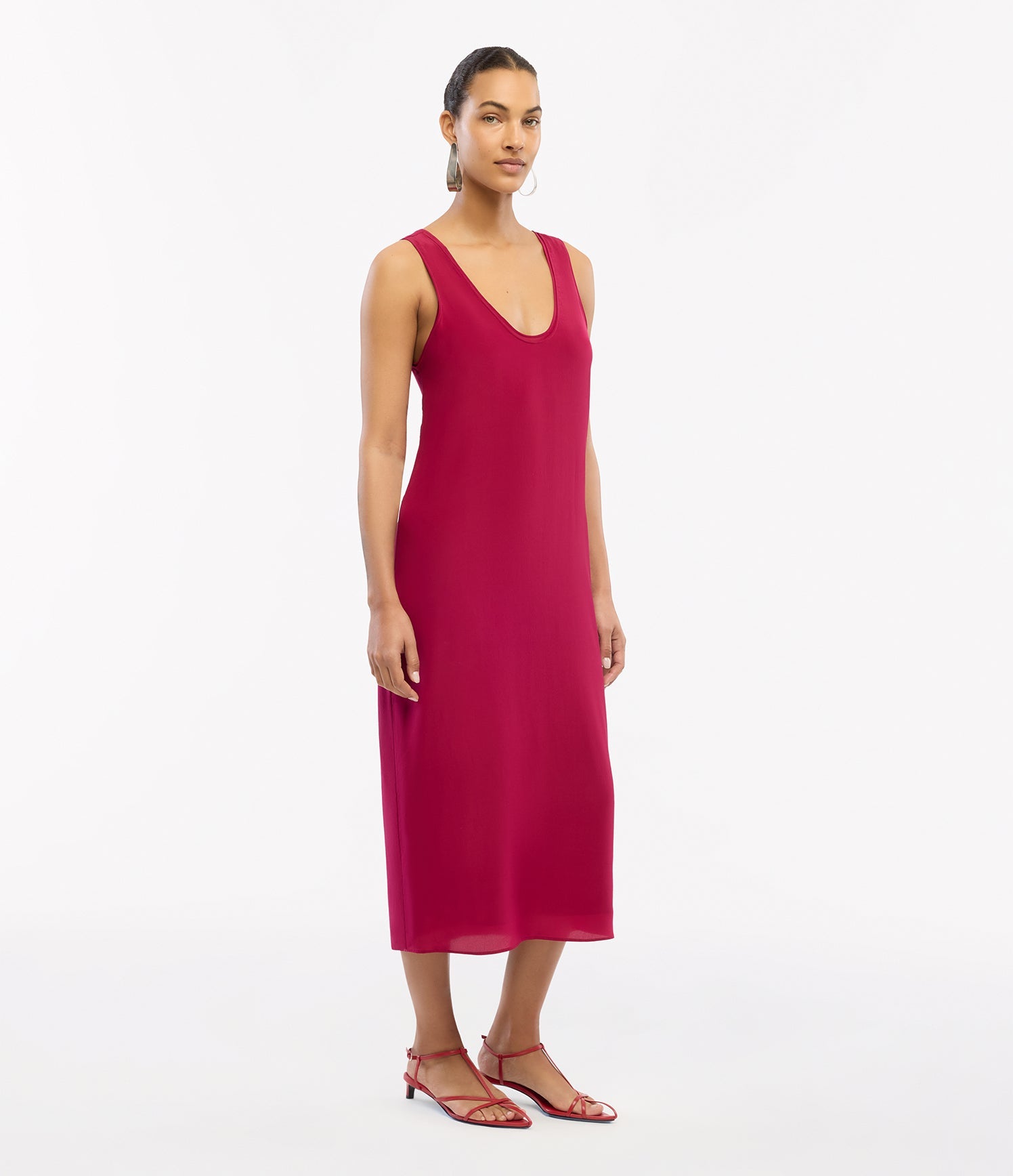 Another Tomorrow Silk Tank Dress in Magenta – Silk Women's Dress