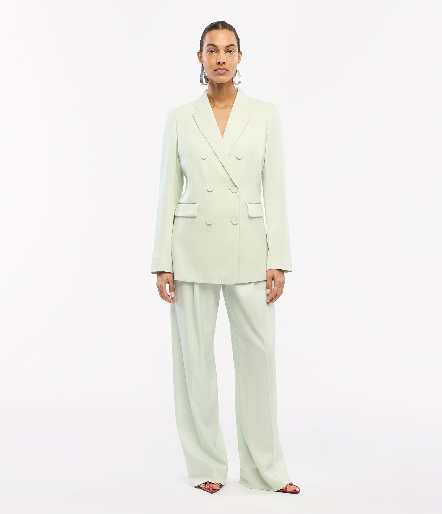 Another Tomorrow Double-Breasted Jacket in Julep – Wool Women's Jacket