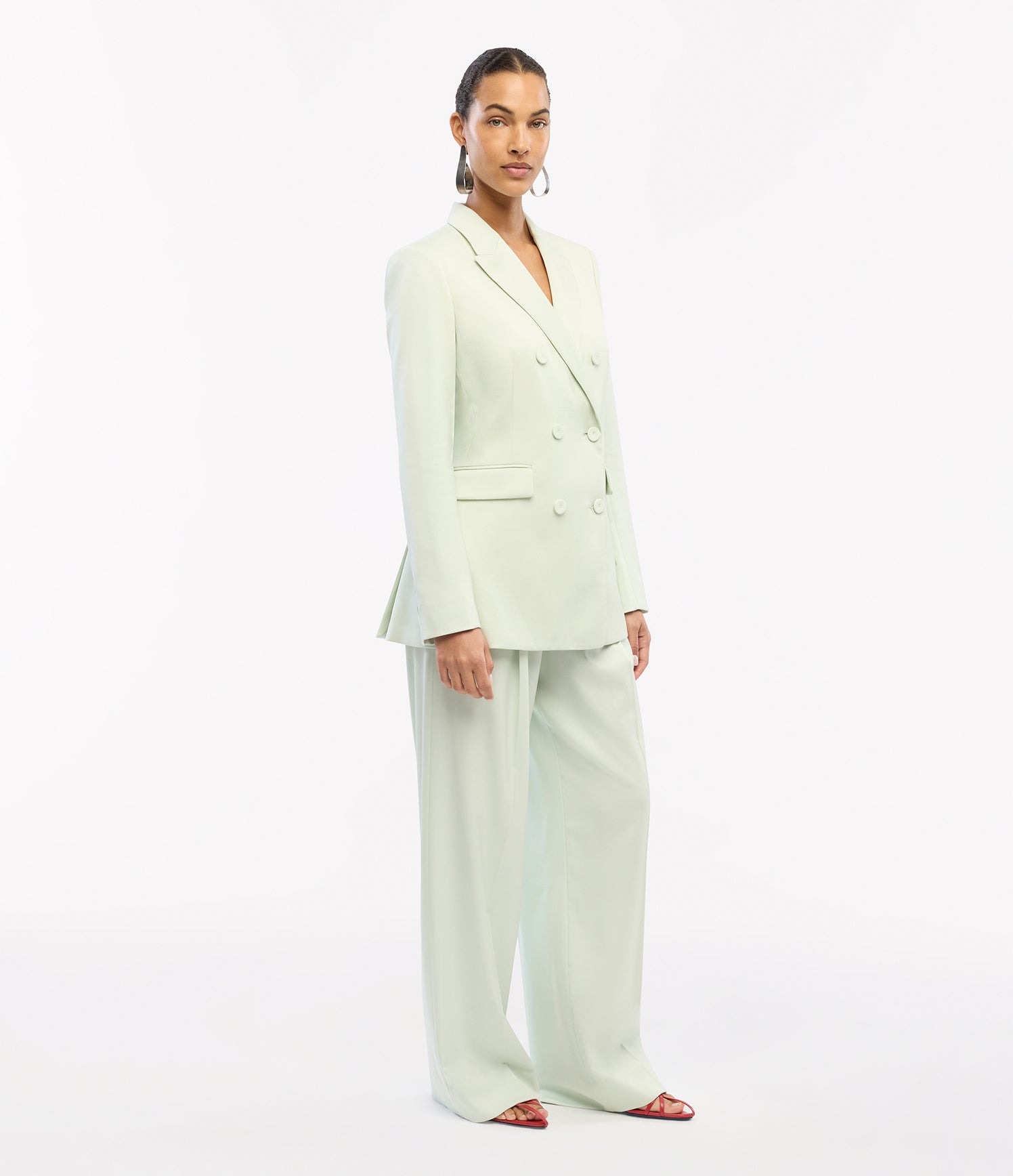 Another Tomorrow Double-Breasted Jacket in Julep – Wool Women's Jacket