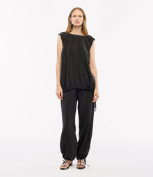 Another Tomorrow Drawstring Top in Black – Lyocell Women's Top
