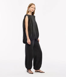 Another Tomorrow Drawstring Top in Black – Lyocell Women's Top