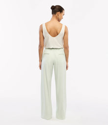 Another Tomorrow Relaxed Wide Leg Pant in Julep – Wool Women's Trousers