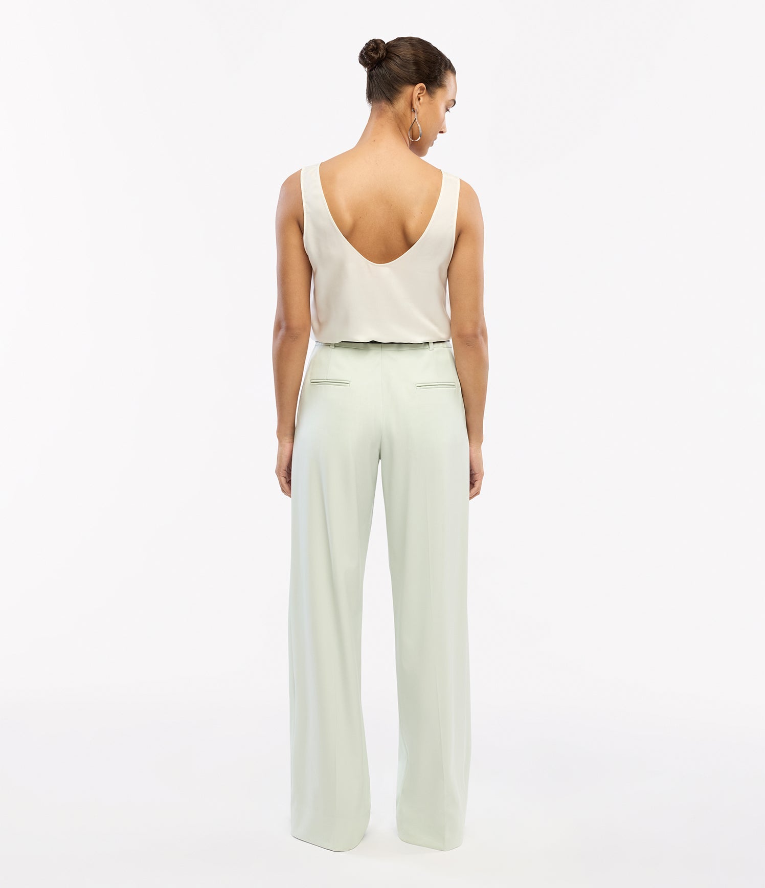 Another Tomorrow Relaxed Wide Leg Pant in Julep – Wool Women's Trousers