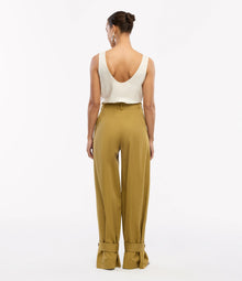 Another Tomorrow Tab Trouser in Thyme – Cotton Women's Trousers