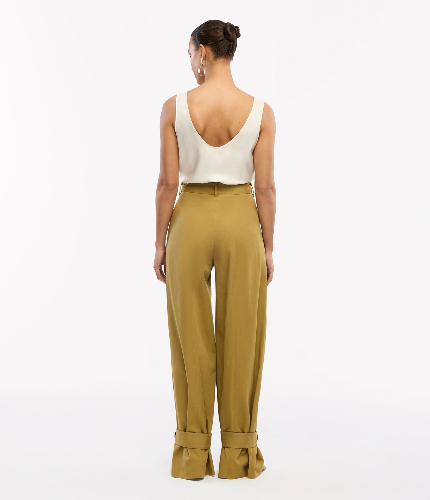 Another Tomorrow Tab Trouser in Thyme – Cotton Women's Trousers