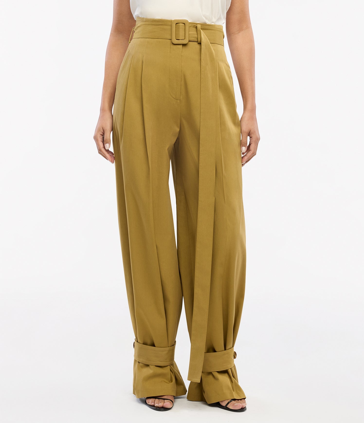 Another Tomorrow Tab Trouser in Thyme – Cotton Women's Trousers