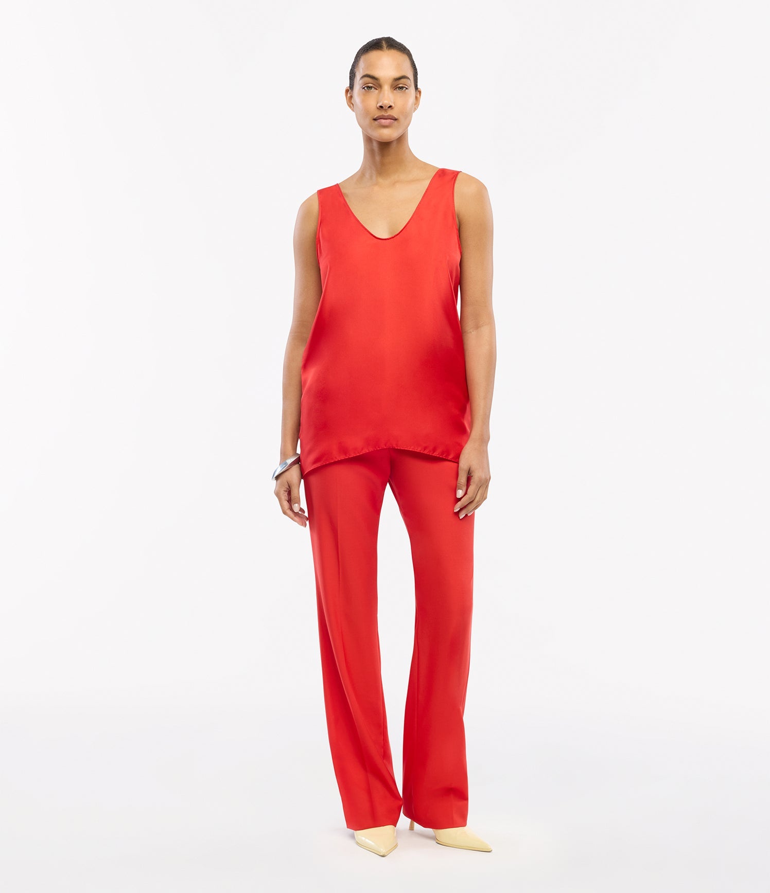 Another Tomorrow Silk Tank in Red – Silk Women's Top
