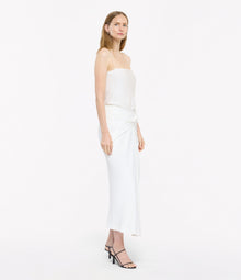 Another Tomorrow Asymmetrical Twist Skirt in Off White – Crêpe Women's Skirt